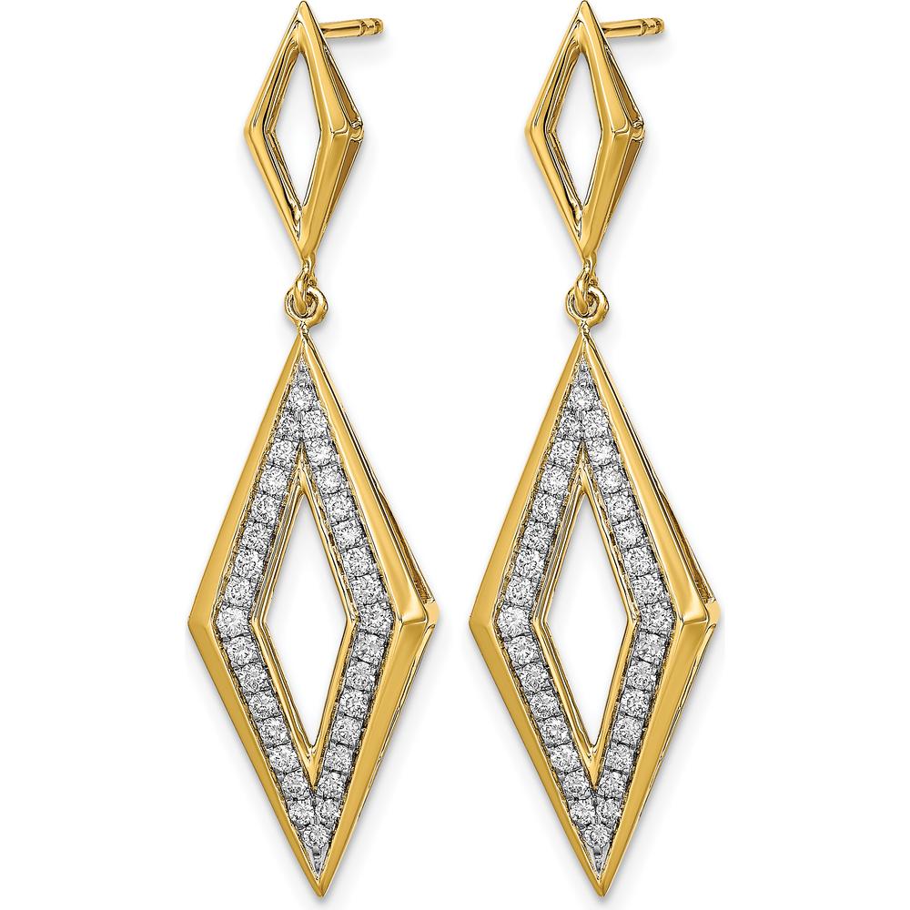 14K Yellow Gold Polished Diamond Dangle Earrings with 64 Round Diamonds - 0.52 Carat Total Diamond Weight by Monteluci Fine Jewelry