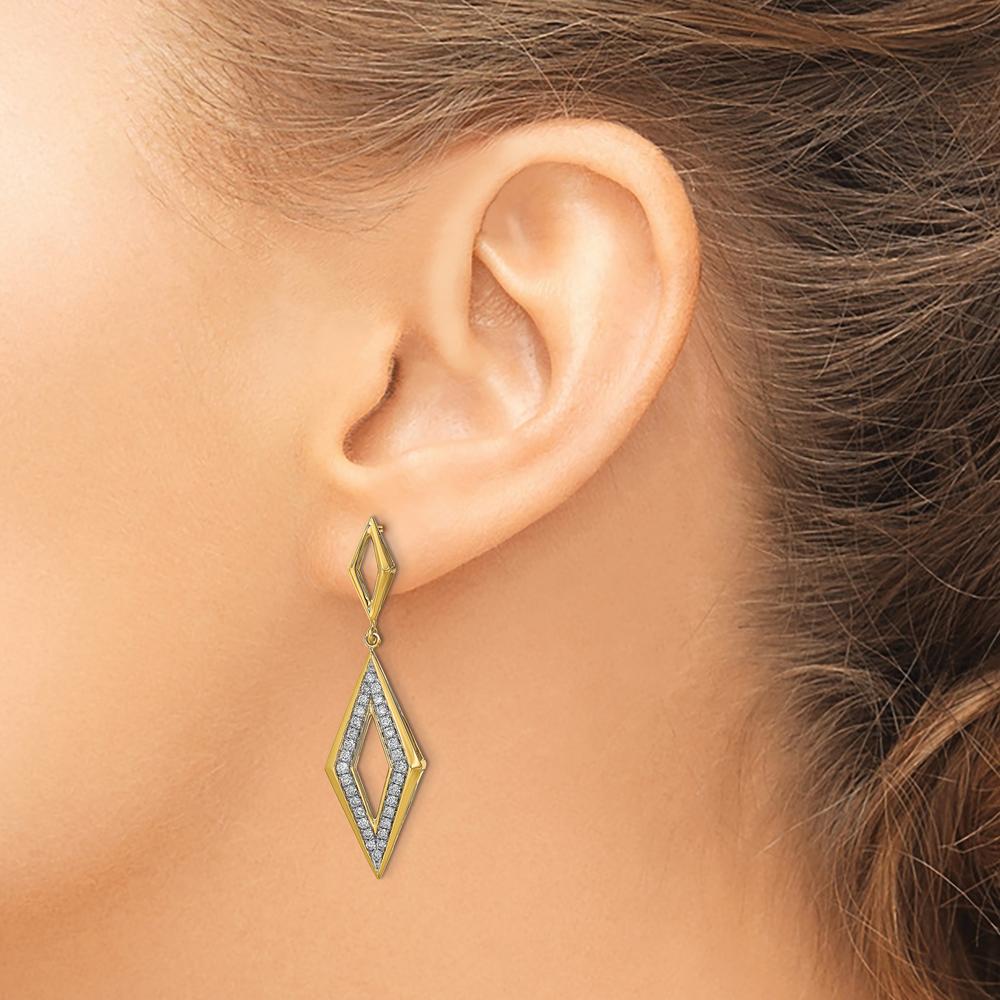 14K Yellow Gold Polished Diamond Dangle Earrings with 64 Round Diamonds - 0.52 Carat Total Diamond Weight by Monteluci Fine Jewelry