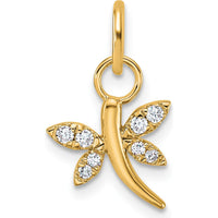 14K Yellow Gold Polished Diamond Dragonfly Charm - 0.09 Carat Total Diamond Weight by Oro Pregiato