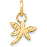 14K Yellow Gold Polished Diamond Dragonfly Charm - 0.09 Carat Total Diamond Weight by Oro Pregiato