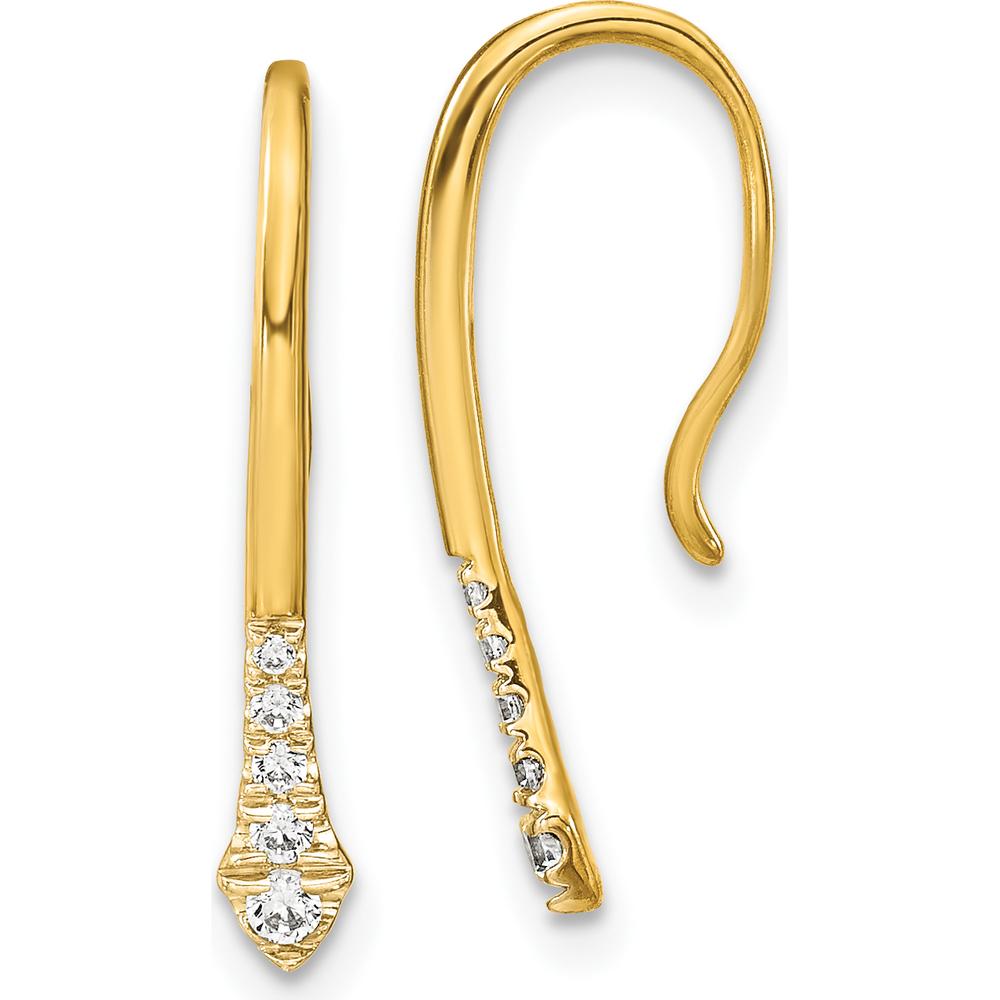 14K Yellow Gold Polished Diamond Drop Earrings - 0.06 Carat Total Diamond Weight by Oro Pregiato