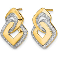14K Yellow Gold Polished Diamond Drop Earrings with Round Diamonds - 0.14 Carat Total Diamond Weight by Monteluci Fine Jewelry