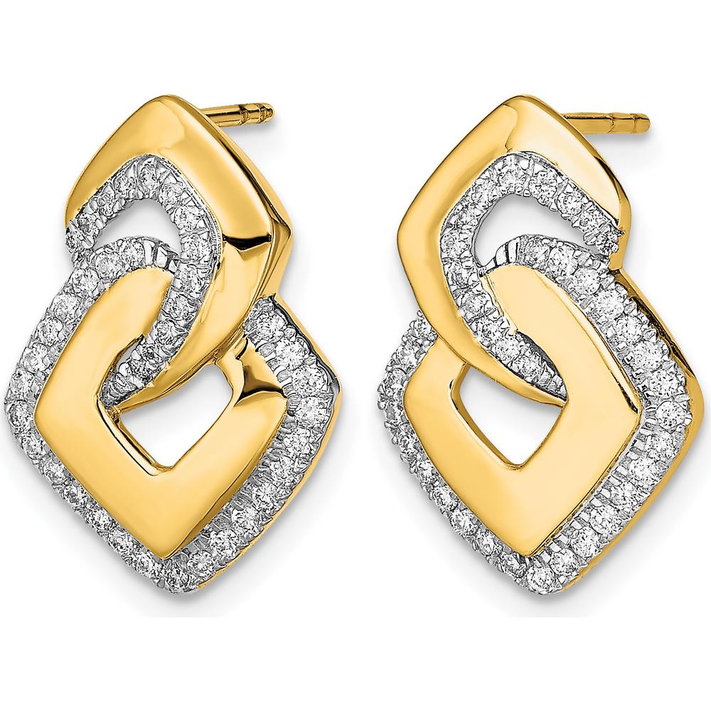 14K Yellow Gold Polished Diamond Drop Earrings with Round Diamonds - 0.14 Carat Total Diamond Weight by Monteluci Fine Jewelry