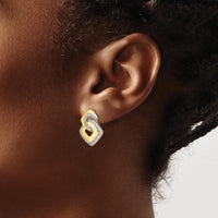 14K Yellow Gold Polished Diamond Drop Earrings with Round Diamonds - 0.14 Carat Total Diamond Weight by Monteluci Fine Jewelry