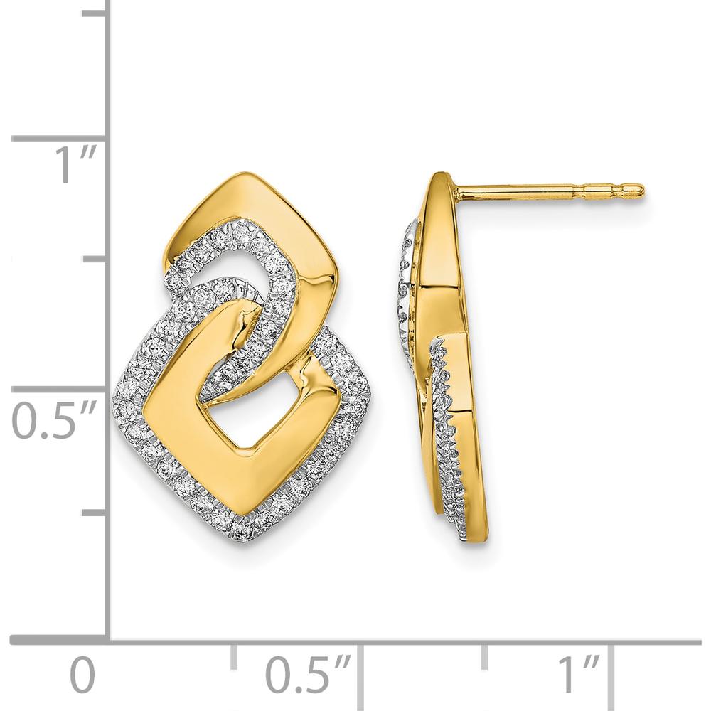 14K Yellow Gold Polished Diamond Drop Earrings with Round Diamonds - 0.14 Carat Total Diamond Weight by Monteluci Fine Jewelry