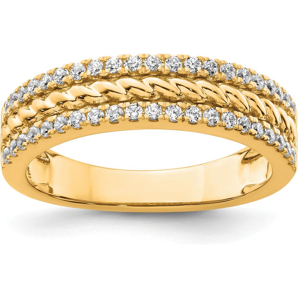 14K Yellow Gold Polished Diamond Fashion Ring with Twisted Band - 0.30 Carat Total Diamond Weight by 0