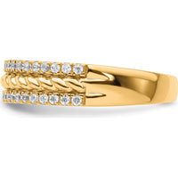 14K Yellow Gold Polished Diamond Fashion Ring with Twisted Band - 0.30 Carat Total Diamond Weight by 0