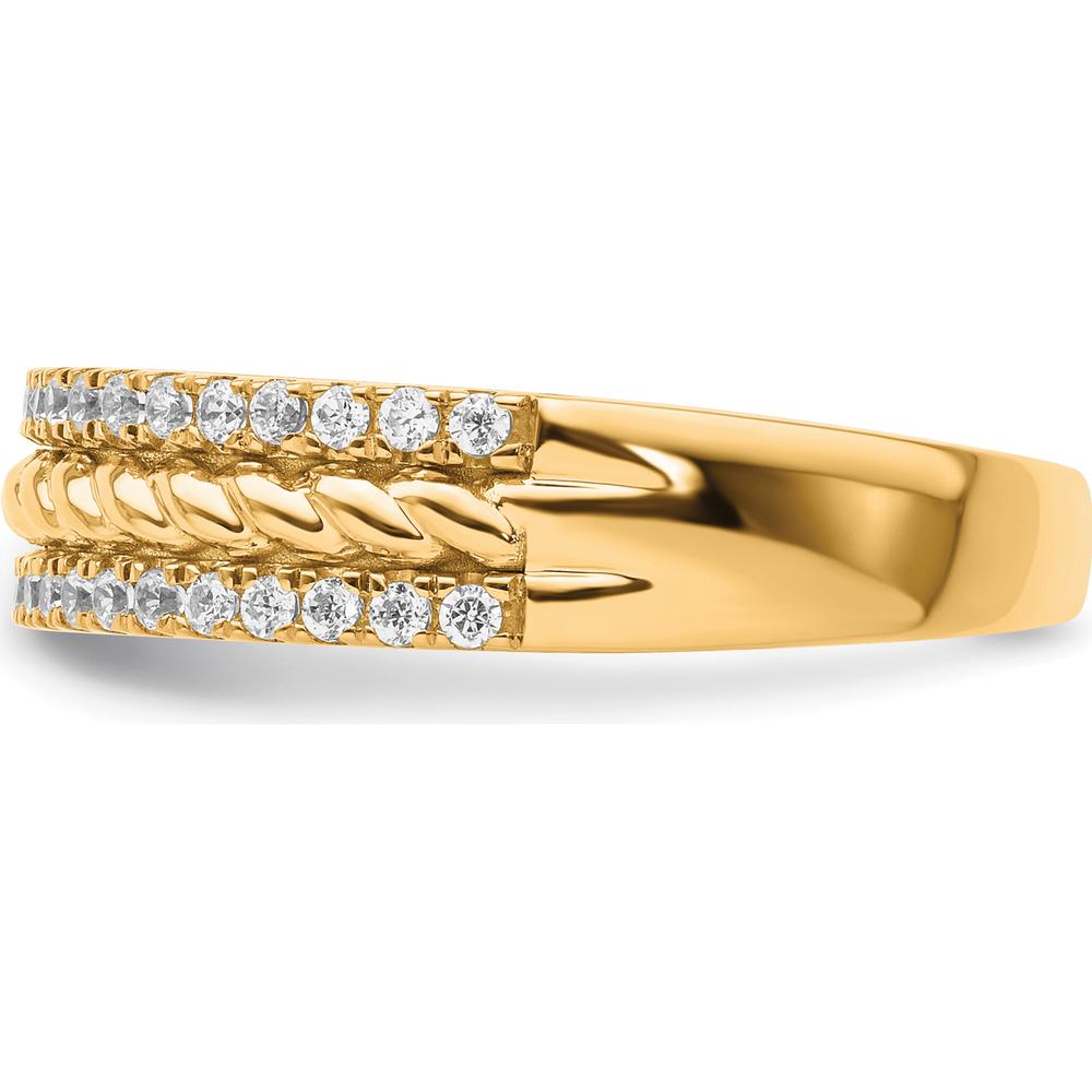 14K Yellow Gold Polished Diamond Fashion Ring with Twisted Band - 0.30 Carat Total Diamond Weight by 0