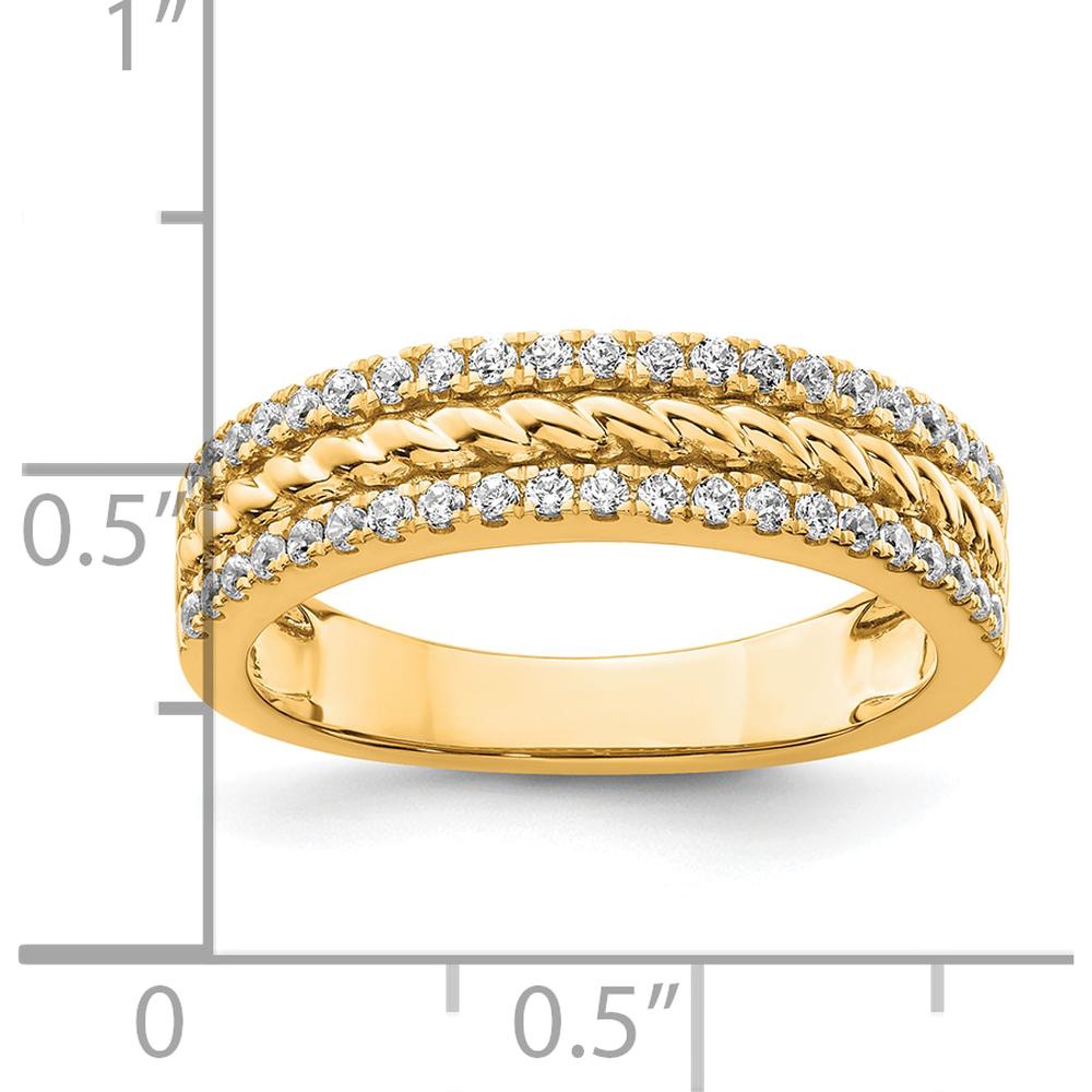 14K Yellow Gold Polished Diamond Fashion Ring with Twisted Band - 0.30 Carat Total Diamond Weight by 0