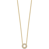 14K Yellow Gold Polished Diamond Floral Circle Necklace - 0.258 Carat Total Diamond Weight by Oro Pregiato