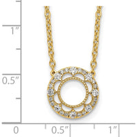 14K Yellow Gold Polished Diamond Floral Circle Necklace - 0.258 Carat Total Diamond Weight by Oro Pregiato