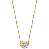 14K Yellow Gold Polished Diamond Halo Evil Eye Necklace - 0.03 Carat Total Diamond Weight by Oro Pregiato