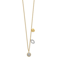 14K Yellow Gold Polished Diamond Heart and Circle Pendant Necklace - 1/10 Carat Total Diamond Weight by Monteluci Fine Jewelry