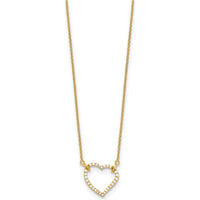 14K Yellow Gold Polished Diamond Heart Necklace - 1/5 Carat Total Diamond Weight by Monteluci Fine Jewelry