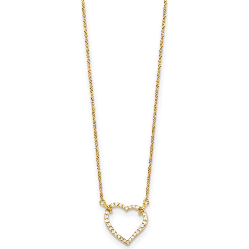14K Yellow Gold Polished Diamond Heart Necklace - 1/5 Carat Total Diamond Weight by Monteluci Fine Jewelry