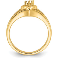14K Yellow Gold Polished Diamond Heart Ring Mounting - Tapered Band, Customizable for Your Perfect Stone by Oro Pregiato