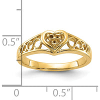 14K Yellow Gold Polished Diamond Heart Ring Mounting - Tapered Band, Customizable for Your Perfect Stone by Oro Pregiato
