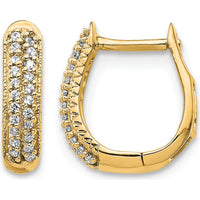 14K Yellow Gold Polished Diamond Hinged Hoop Earrings - 0.004 Carat Total Diamond Weight by Oro Pregiato