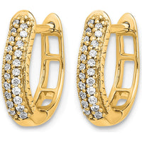 14K Yellow Gold Polished Diamond Hinged Hoop Earrings - 0.004 Carat Total Diamond Weight by Oro Pregiato