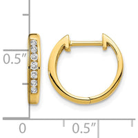 14K Yellow Gold Polished Diamond Hinged Hoop Earrings - 0.015 Carat Total Diamond Weight by Monteluci Fine Jewelry