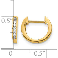 14K Yellow Gold Polished Diamond Hinged Hoop Earrings - 0.14 Carat Total Diamond Weight by Monteluci Fine Jewelry