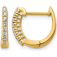 14K Yellow Gold Polished Diamond Hinged Hoop Earrings - 0.16 Carat Total Diamond Weight by Monteluci Fine Jewelry