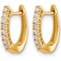 14K Yellow Gold Polished Diamond Hinged Hoop Earrings - 0.16 Carat Total Diamond Weight by Monteluci Fine Jewelry