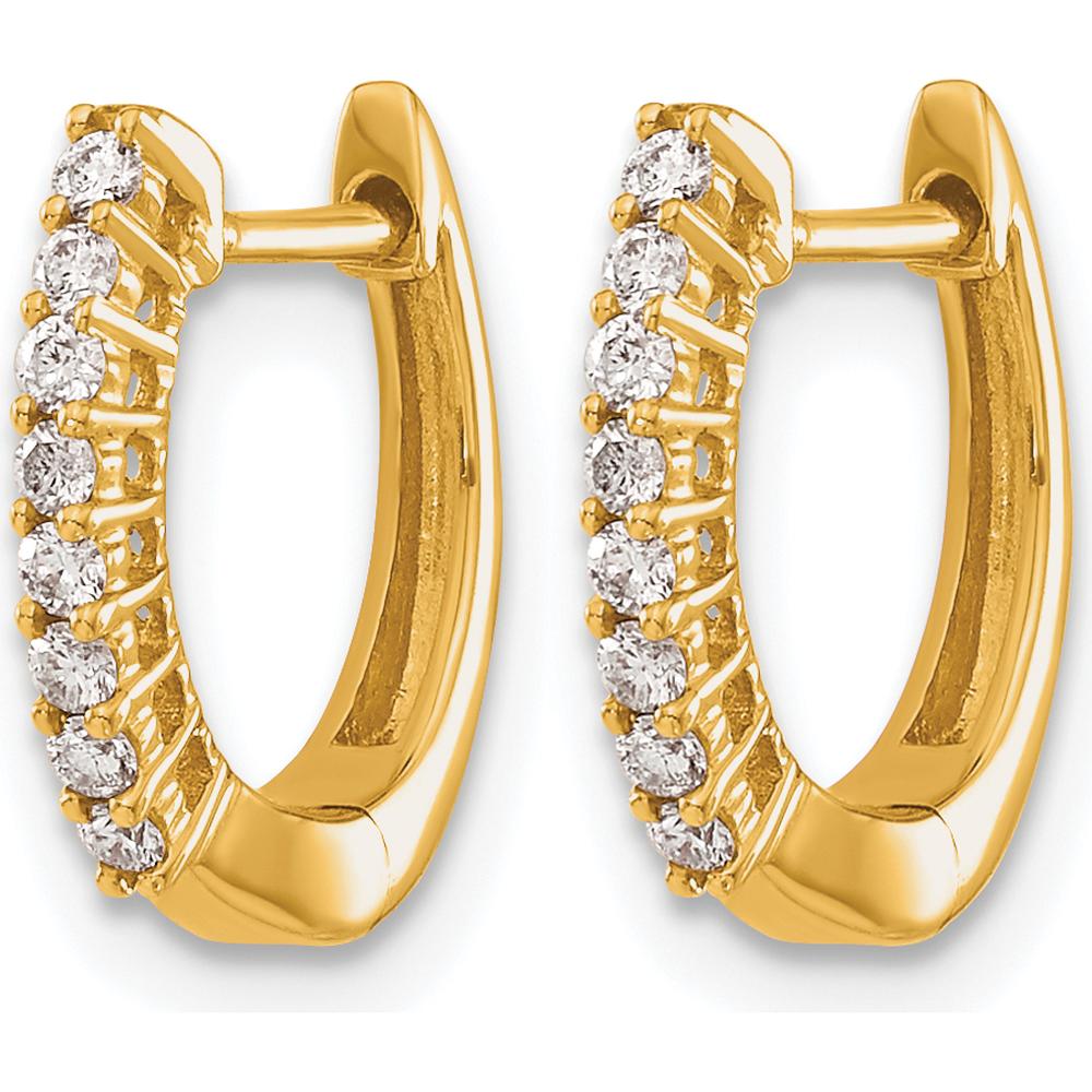 14K Yellow Gold Polished Diamond Hinged Hoop Earrings - 0.16 Carat Total Diamond Weight by Monteluci Fine Jewelry