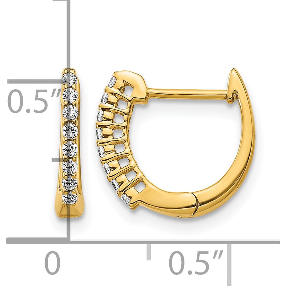 14K Yellow Gold Polished Diamond Hinged Hoop Earrings - 0.16 Carat Total Diamond Weight by Monteluci Fine Jewelry