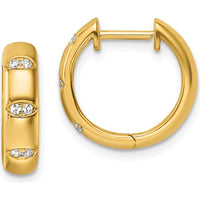 14K Yellow Gold Polished Diamond Huggie Hoop Earrings - 1.00 Carats Total Diamond Weight by Oro Pregiato
