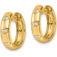 14K Yellow Gold Polished Diamond Huggie Hoop Earrings - 1.00 Carats Total Diamond Weight by Oro Pregiato
