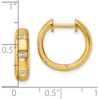 14K Yellow Gold Polished Diamond Huggie Hoop Earrings - 1.00 Carats Total Diamond Weight by Oro Pregiato
