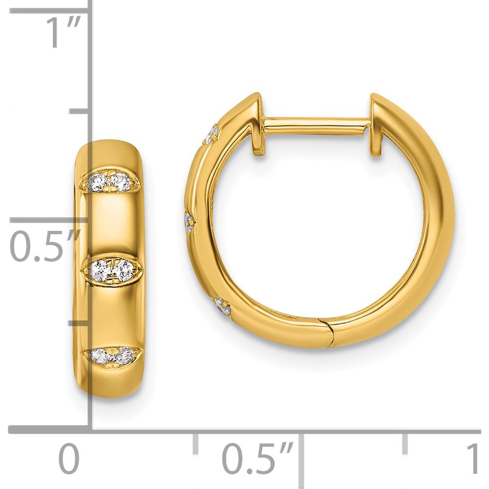 14K Yellow Gold Polished Diamond Huggie Hoop Earrings - 1.00 Carats Total Diamond Weight by Oro Pregiato