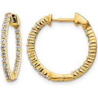 14K Yellow Gold Polished Diamond In/Out Hinged Hoop Earrings - 0.02 Carat Total Diamond Weight by Monteluci Fine Jewelry
