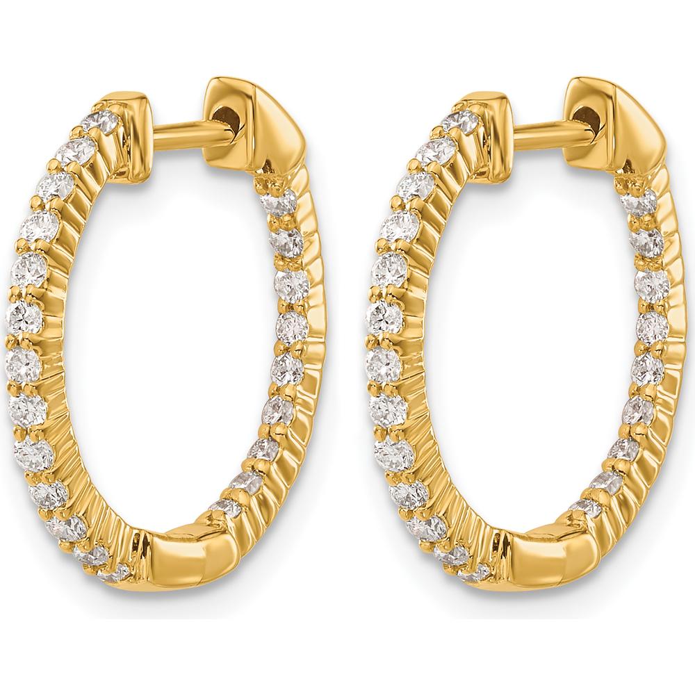 14K Yellow Gold Polished Diamond In/Out Hinged Hoop Earrings - 0.02 Carat Total Diamond Weight by Monteluci Fine Jewelry