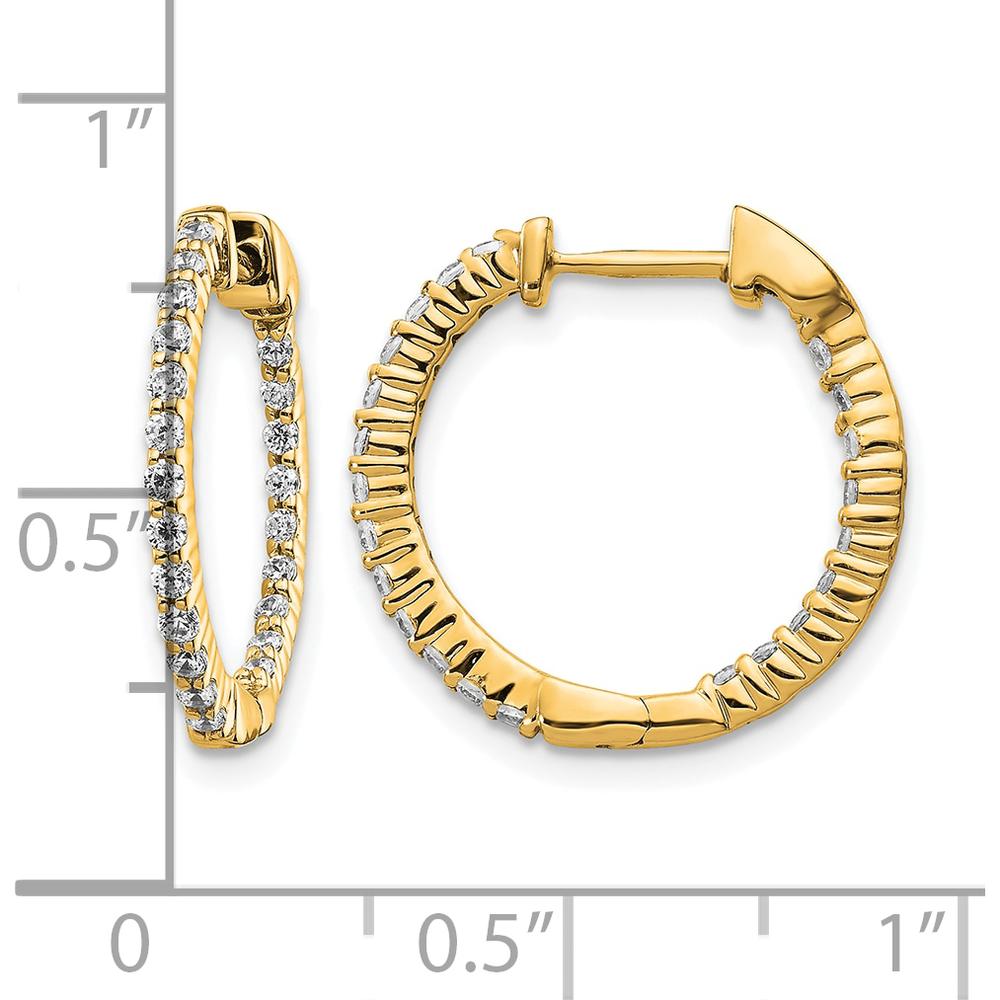 14K Yellow Gold Polished Diamond In/Out Hinged Hoop Earrings - 0.02 Carat Total Diamond Weight by Monteluci Fine Jewelry