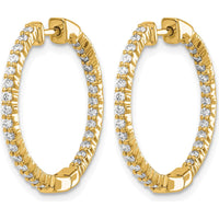 14K Yellow Gold Polished Diamond In/Out Hinged Hoop Earrings - 0.46 Carat Total Diamond Weight by Monteluci Fine Jewelry