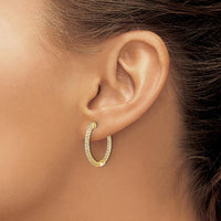 14K Yellow Gold Polished Diamond In/Out Hinged Hoop Earrings - 0.46 Carat Total Diamond Weight by Monteluci Fine Jewelry
