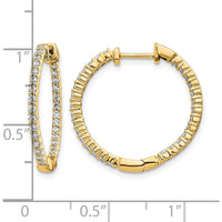 14K Yellow Gold Polished Diamond In/Out Hinged Hoop Earrings - 0.46 Carat Total Diamond Weight by Monteluci Fine Jewelry
