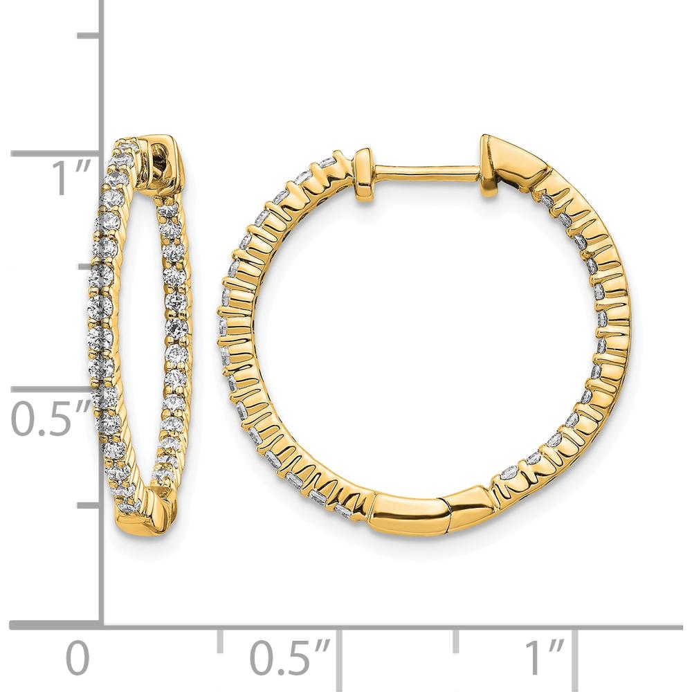 14K Yellow Gold Polished Diamond In/Out Hinged Hoop Earrings - 0.46 Carat Total Diamond Weight by Monteluci Fine Jewelry