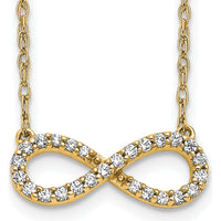 14K Yellow Gold Polished Diamond Infinity Necklace with 0.06 Carat Round Diamonds - 18 Inches by Monteluci Fine Jewelry