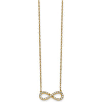 14K Yellow Gold Polished Diamond Infinity Necklace with 0.06 Carat Round Diamonds - 18 Inches by Monteluci Fine Jewelry