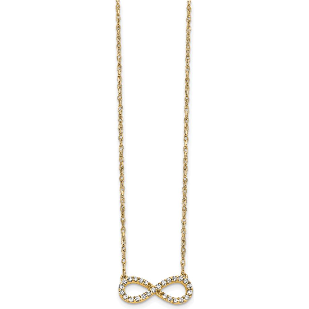 14K Yellow Gold Polished Diamond Infinity Necklace with 0.06 Carat Round Diamonds - 18 Inches by Monteluci Fine Jewelry