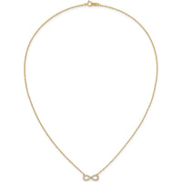 14K Yellow Gold Polished Diamond Infinity Necklace with 0.06 Carat Round Diamonds - 18 Inches by Monteluci Fine Jewelry