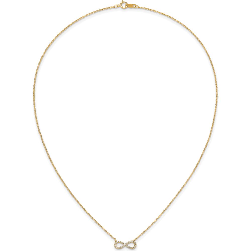 14K Yellow Gold Polished Diamond Infinity Necklace with 0.06 Carat Round Diamonds - 18 Inches by Monteluci Fine Jewelry