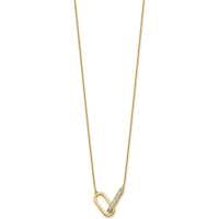 14K Yellow Gold Polished Diamond Interlocked Paperclip Links Necklace with Round Diamonds - 1/15 Carat Total Diamond Weight by Oro Pregiato