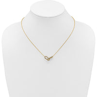 14K Yellow Gold Polished Diamond Interlocked Paperclip Links Necklace with Round Diamonds - 1/15 Carat Total Diamond Weight by Oro Pregiato