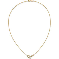 14K Yellow Gold Polished Diamond Interlocked Paperclip Links Necklace with Round Diamonds - 1/15 Carat Total Diamond Weight by Oro Pregiato