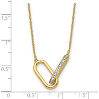 14K Yellow Gold Polished Diamond Interlocked Paperclip Links Necklace with Round Diamonds - 1/15 Carat Total Diamond Weight by Oro Pregiato