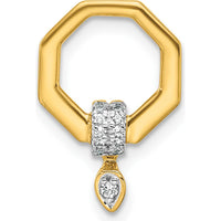 14K Yellow Gold Polished Diamond Octagon Chain Slide Pendant - 0.07 Carat Total Diamond Weight by Oro Pregiato